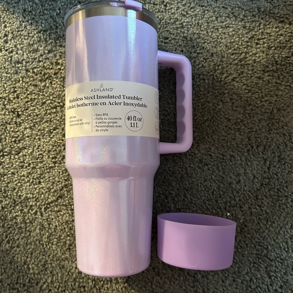 Shimmering Purple Stainless Steel Tumbler and purple boot to match.